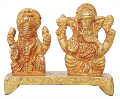 Brass Laxmi Ganesh One Base Statue