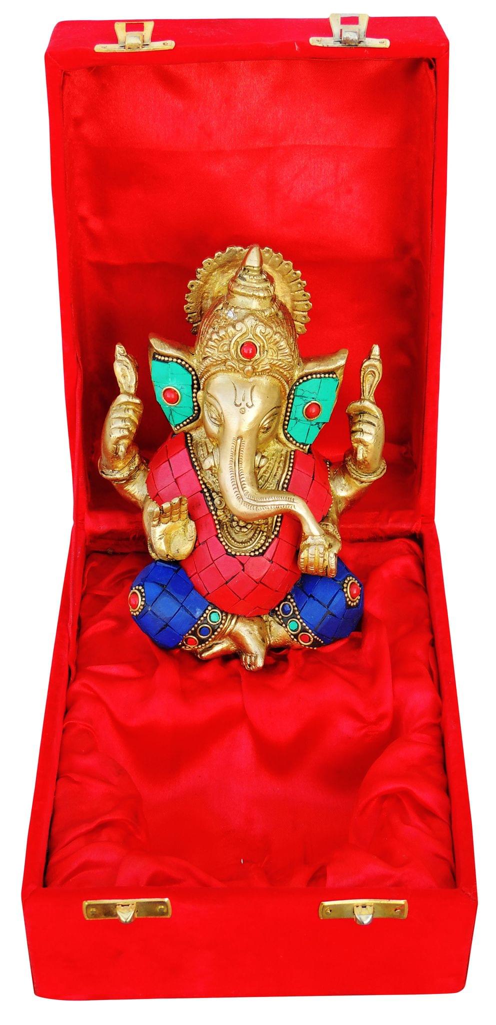 Brass Ganesh Ji Stone God Idol Statue