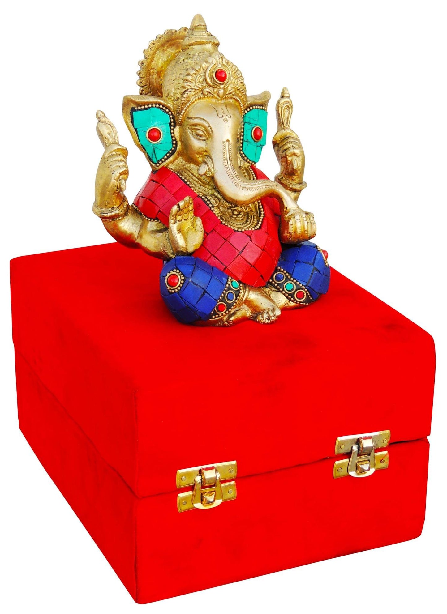 Brass Ganesh Ji Stone God Idol Statue