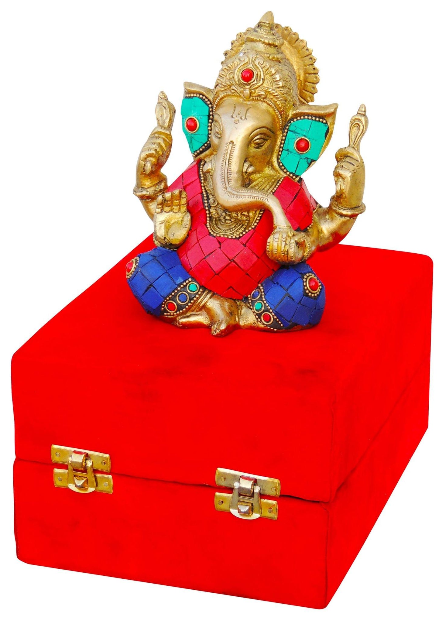 Brass Ganesh Ji Stone God Idol Statue