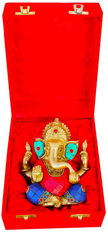 Brass Ganesh Ji Stone God Idol Statue