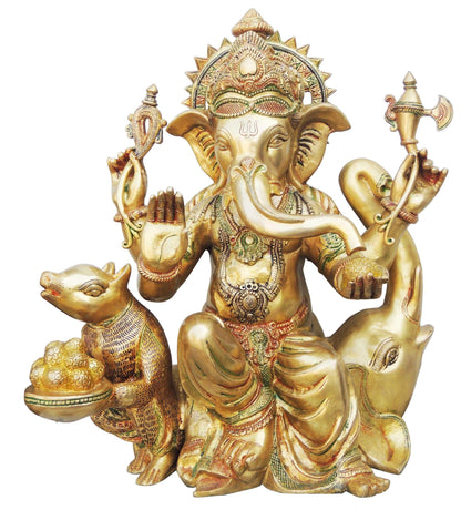 Brass Ganesh Ji Big With Elephant Statue