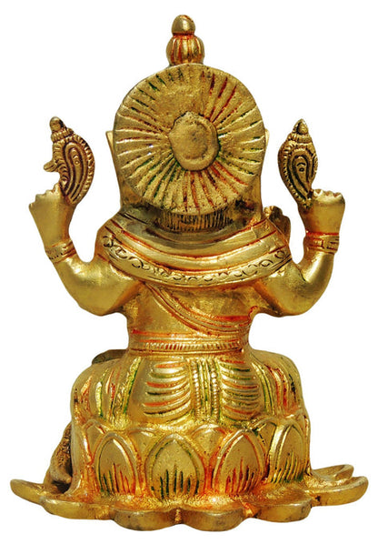 Brass Lotus With Ganesh God Idol