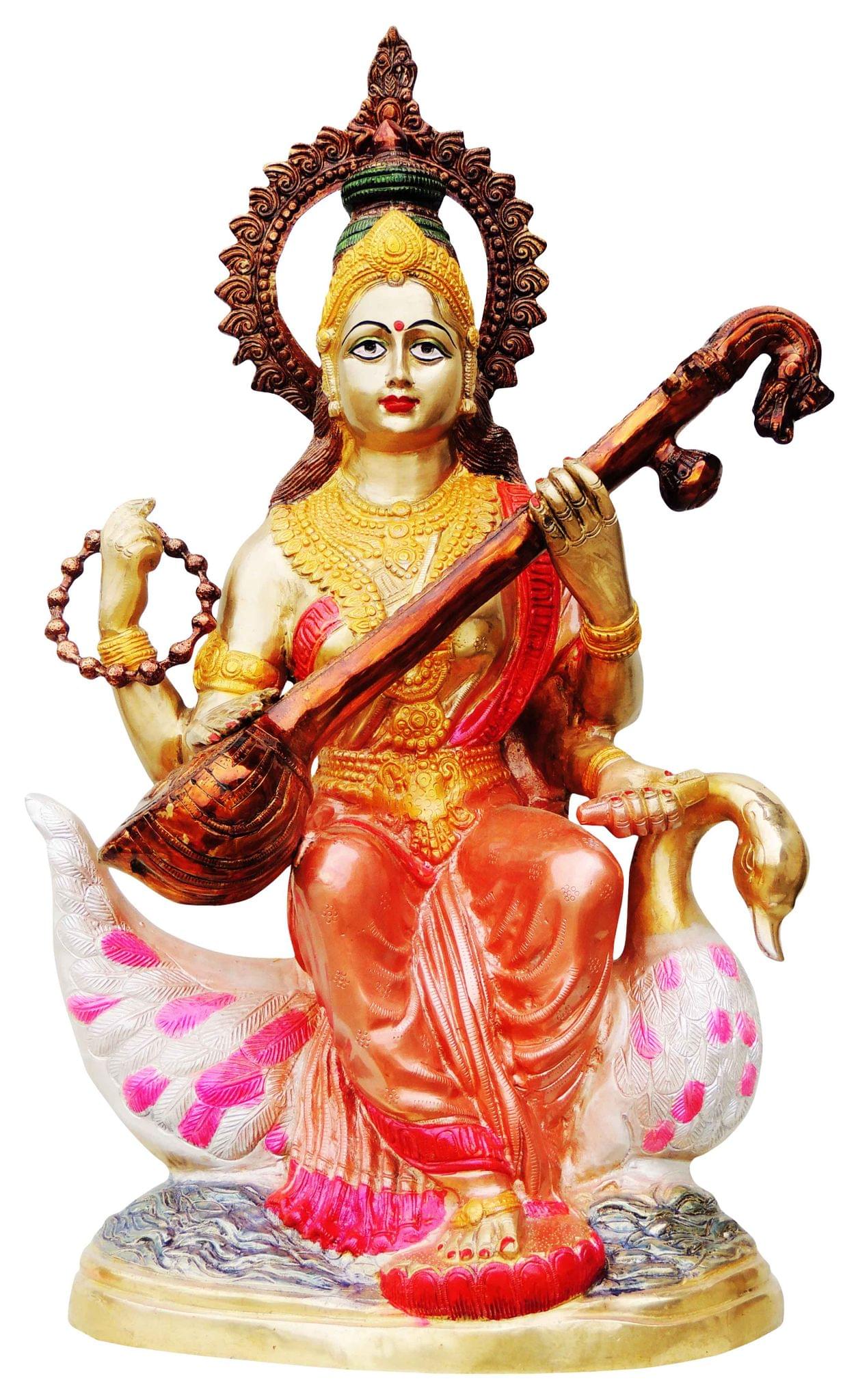 Brass Saraswati Ji Goddess Statue