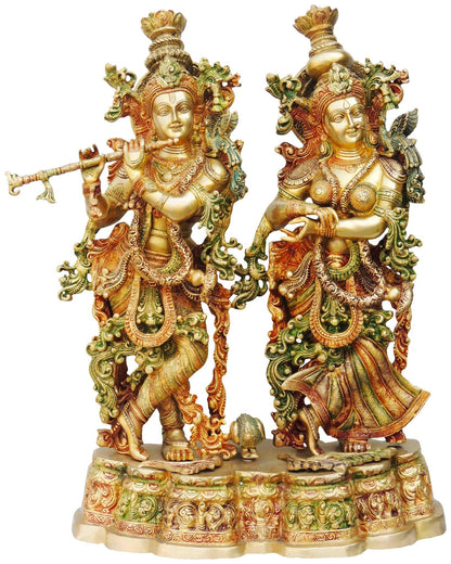 Brass Radha Krishna Platform God Idol