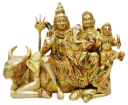 Brass Shiv Parivar With Nandi Statue