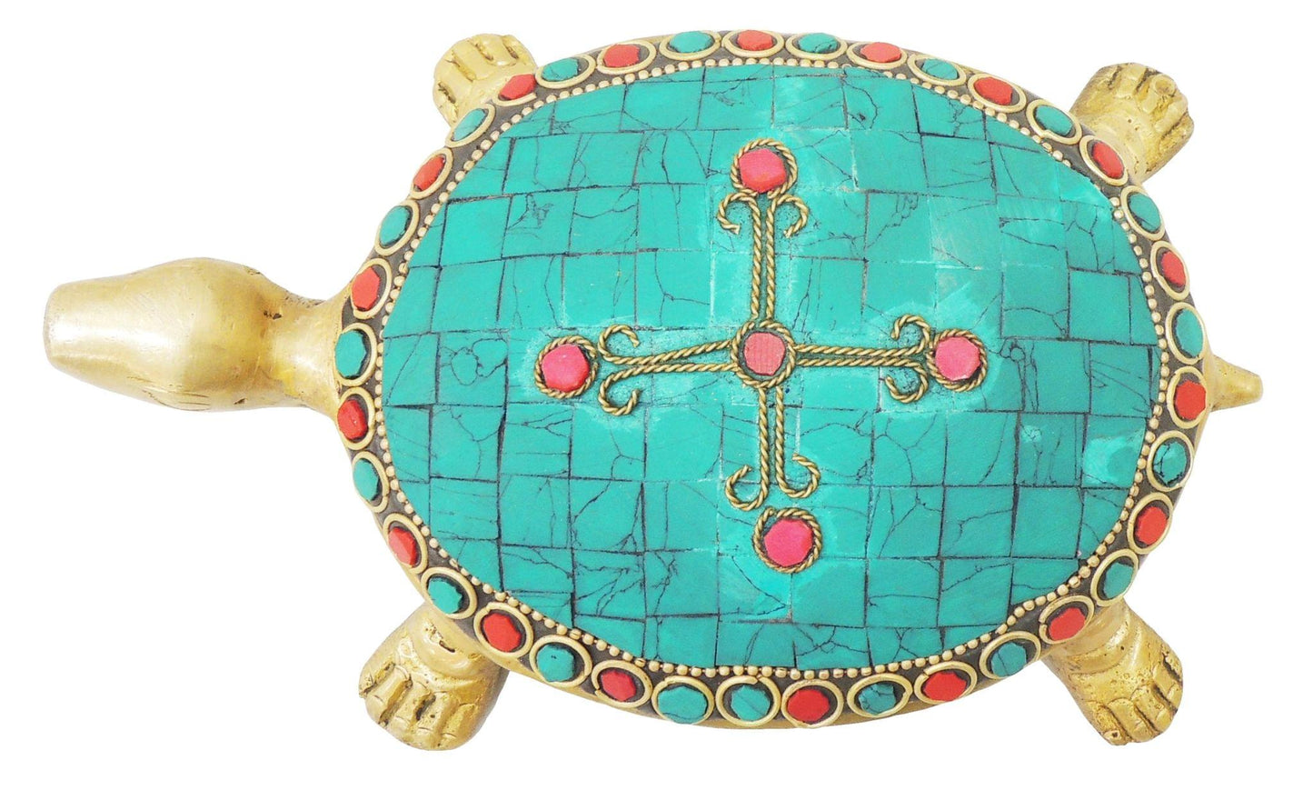 Brass Tortoise With Coral Stone Finish