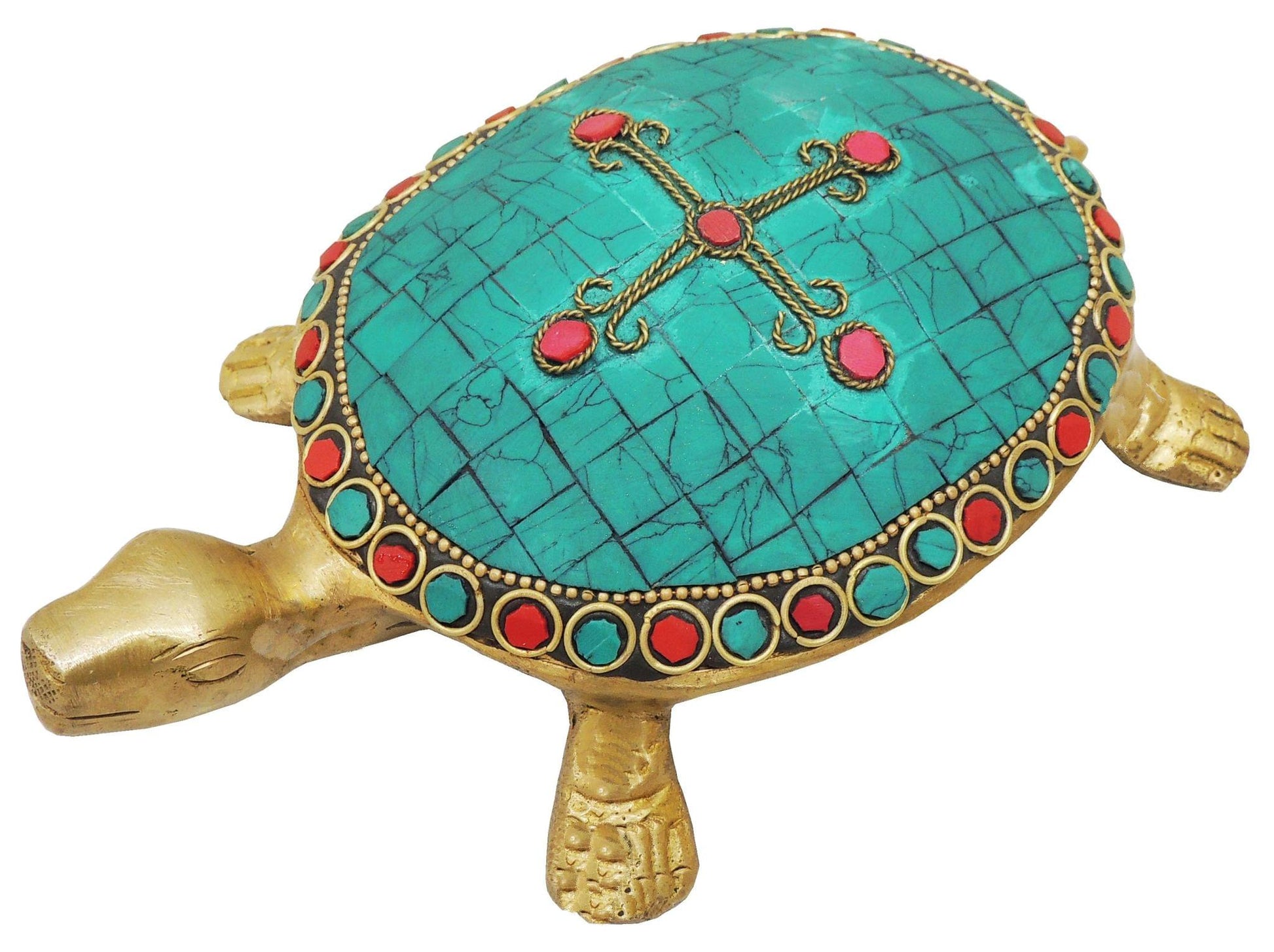 Brass Tortoise With Coral Stone Finish