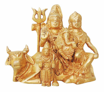 Brass Shiv Parivar With Nandi Statue