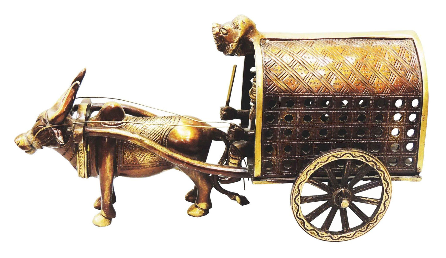 Brass Bull Cart Statue