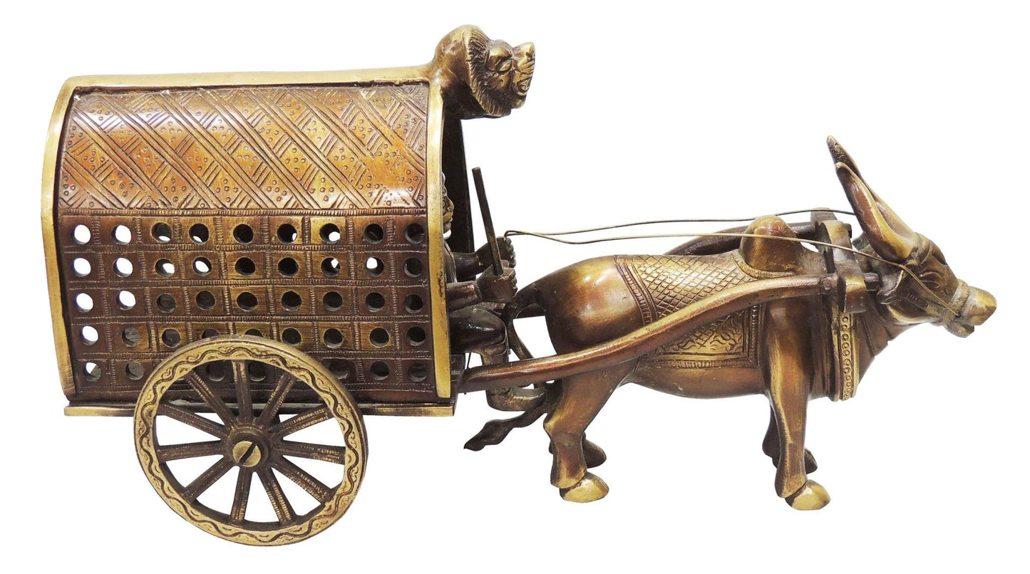 Brass Bull Cart Statue