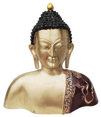 Brass Buddha Head And Chest Statue