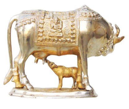 Brass Cow With Calf Statue 8.