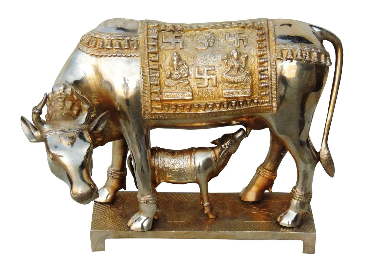 Brass Cow With Calf Statue