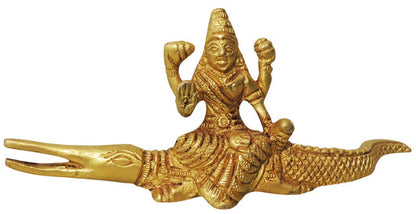 Brass Ganga Ji Sitting On Crocodile