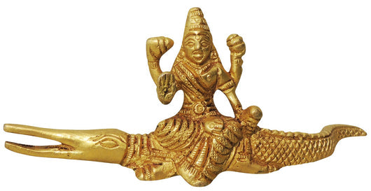 Brass Ganga Ji Sitting On Crocodile