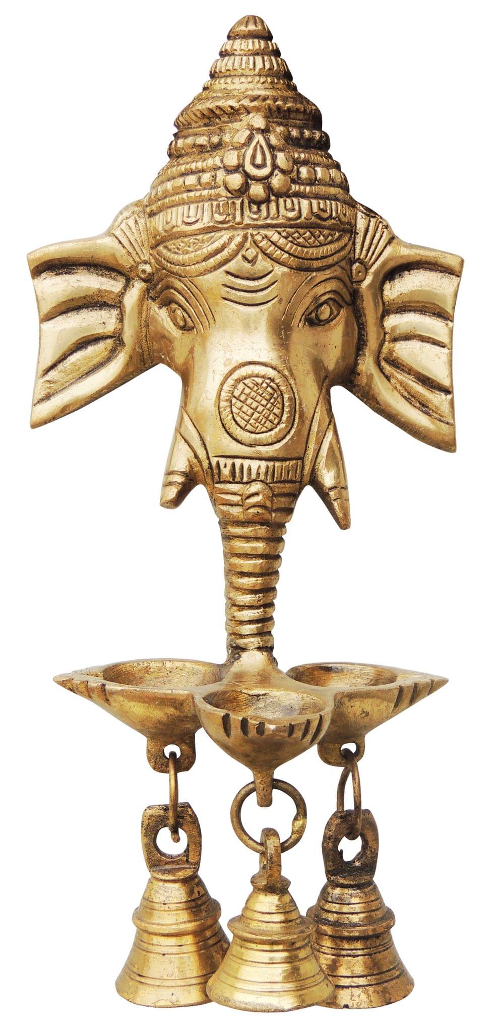 Brass Wall Haning Ganesh Ji With Bell