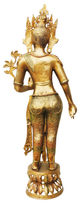 Brass Tara Devi Colour Statue