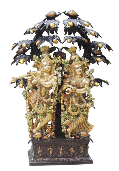 Brass Radha Krishna With Tree