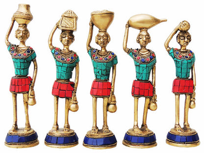 Brass Rajasthani Musical Statue Set Of 5 Pcs