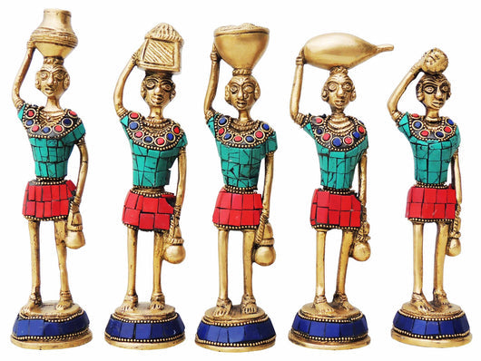 Brass Rajasthani Musical Statue Set Of 5 Pcs