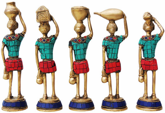 Brass Rajasthani Musical Statue Set Of 5 Pcs