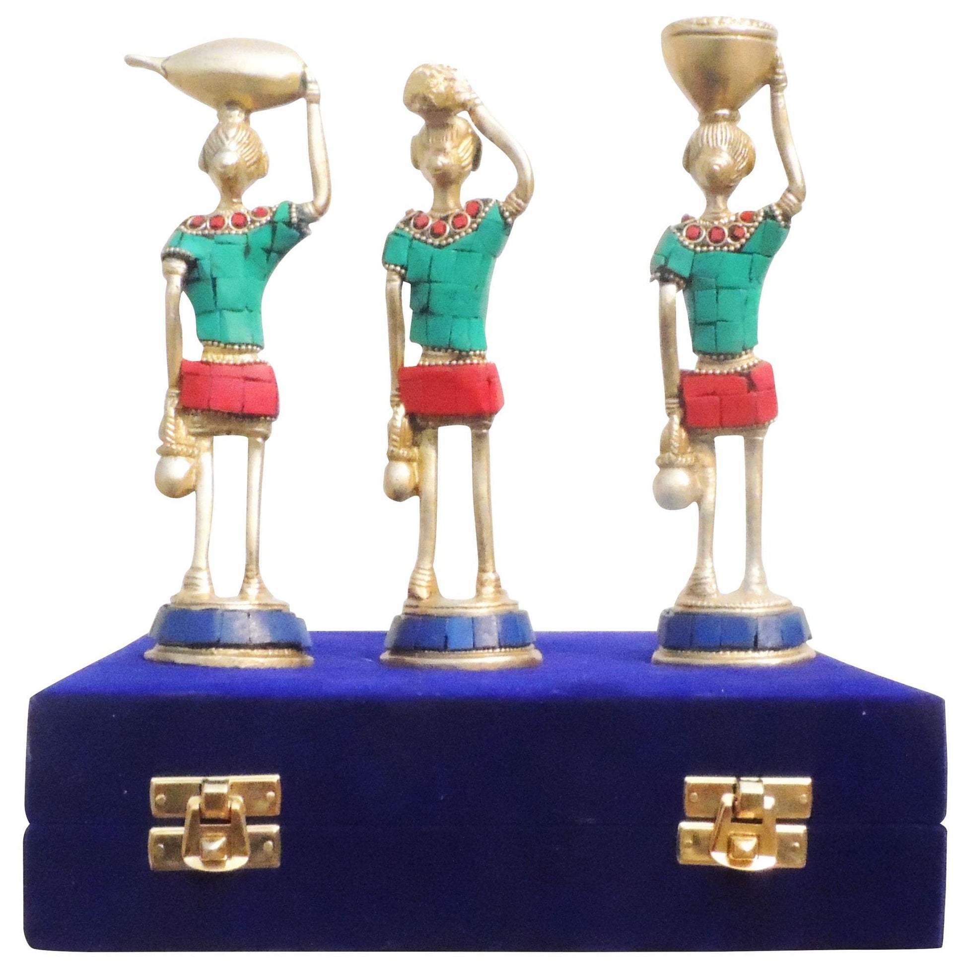 Brass Rajasthani Musical Statue Set Of 3 Pcs