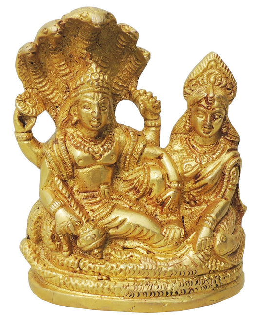 Brass Vishnu Laxmi With Shesnag