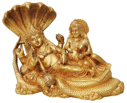 Brass Vishnu & Laxmi Ji With Shesnag Statue