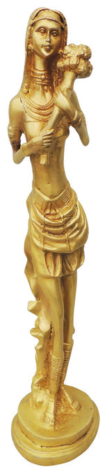 Brass Lady With Flowers Statue