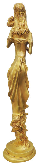 Brass Lady With Flowers Statue