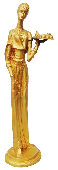 Brass Lady With Fruits Statue