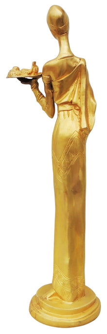 Brass Lady With Fruits Statue