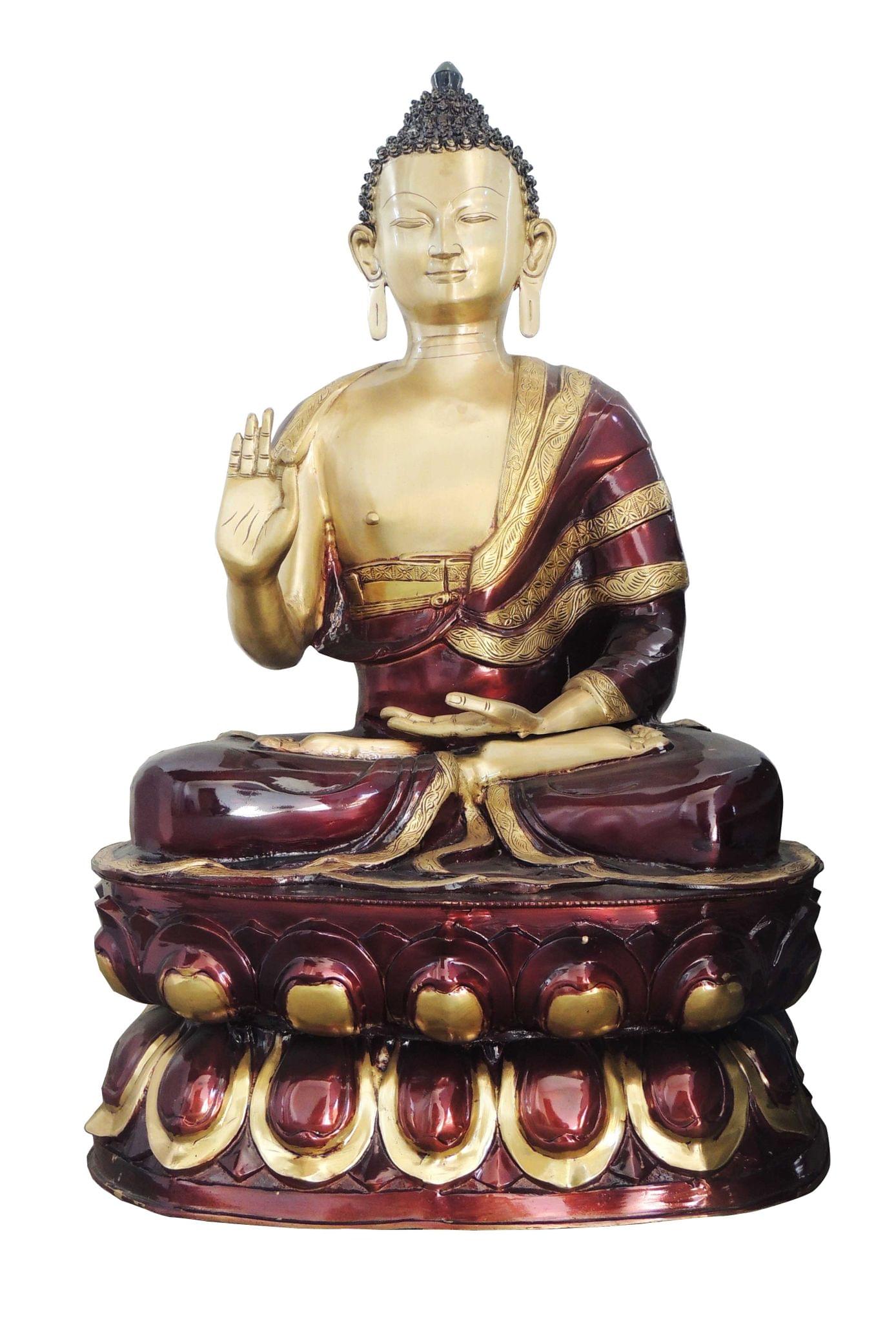 Brass Budha Statue With Antique Finish