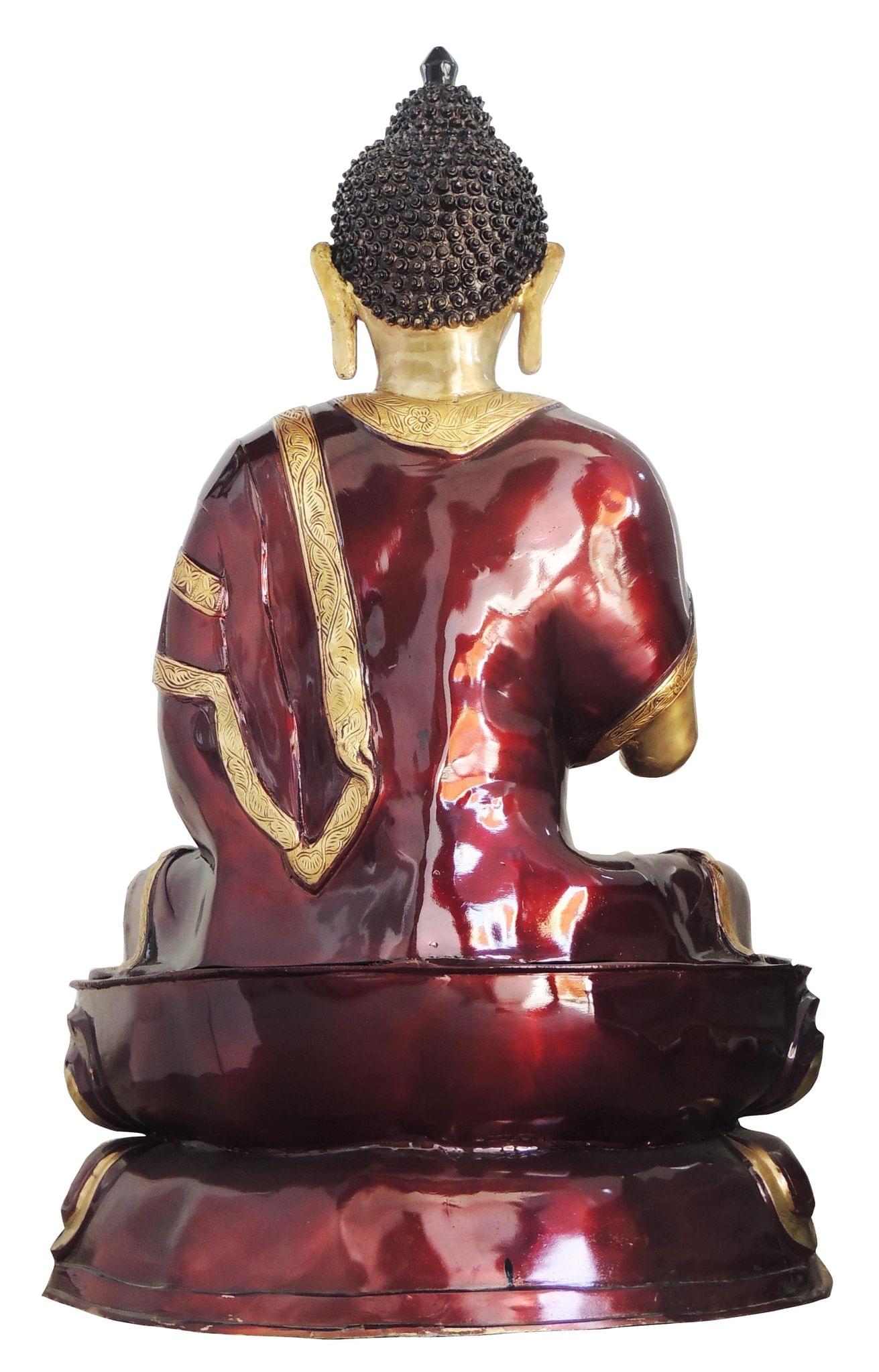 Brass Budha Statue With Antique Finish