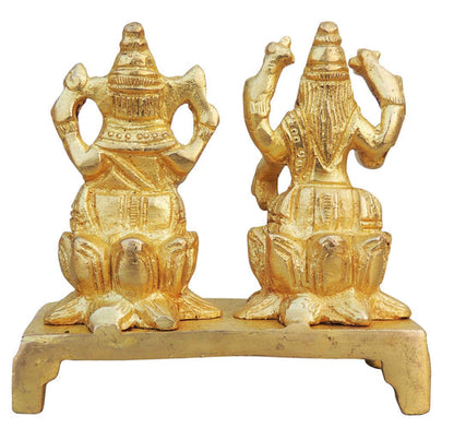 Brass Laxmi Ganesh Statue On Same Base