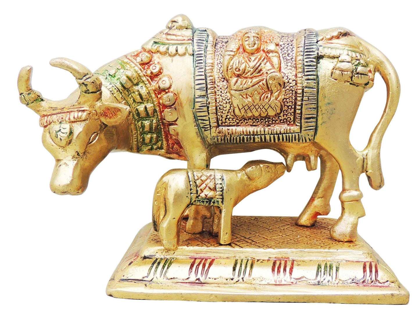 Brass Cow With Calf Statue