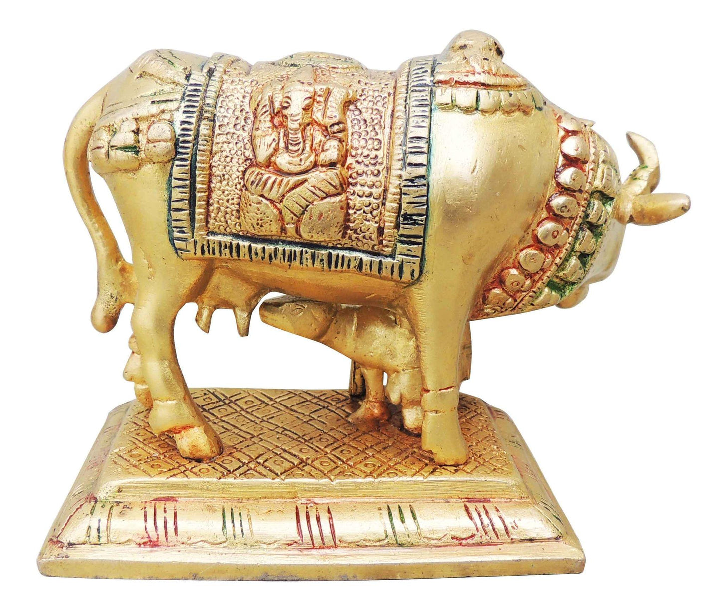 Brass Cow With Calf Statue