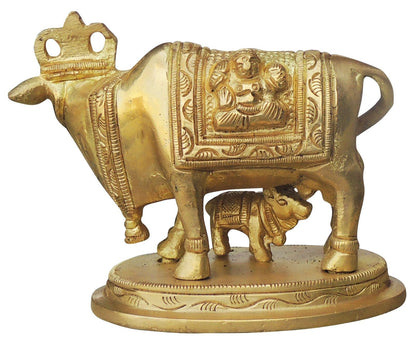 Brass Cow With Calf Statue