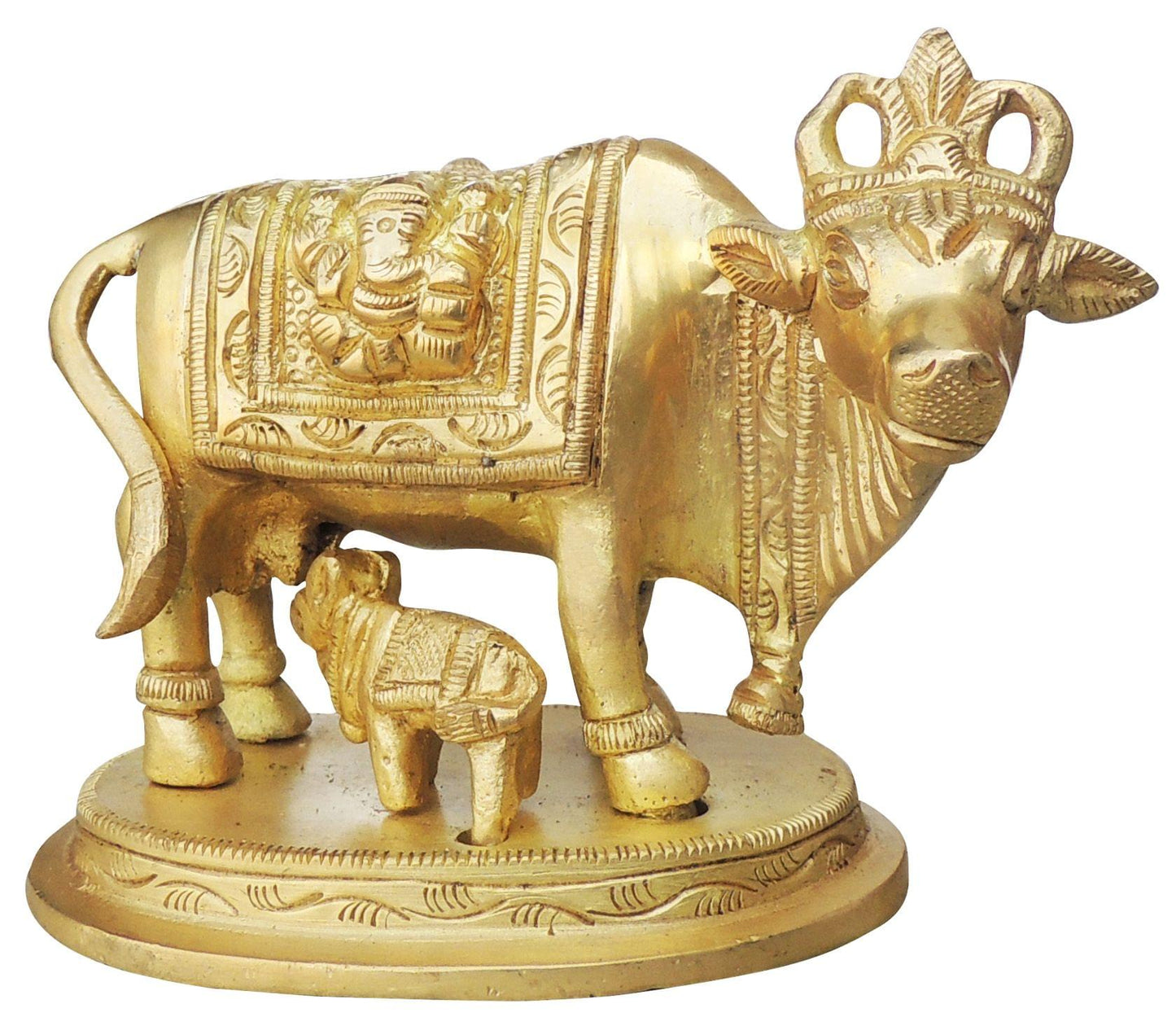 Brass Cow With Calf Statue