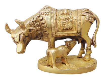 Brass Cow With Base Statue