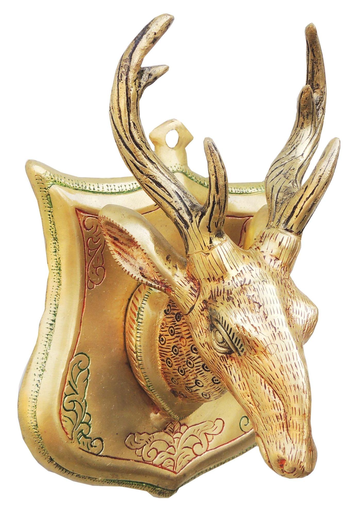 Brass Wall Hanging Deer Face Statue