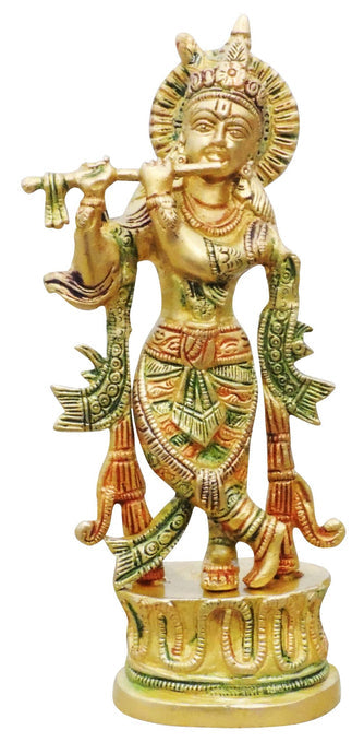 Brass Krishna Colour Statue