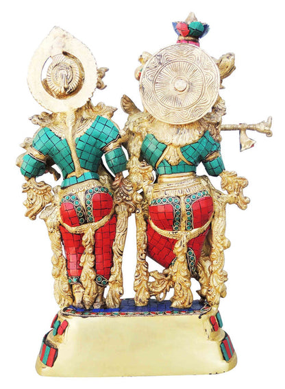 Brass Radha Krishna With Base God Statue