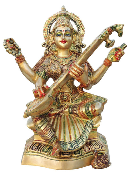 Brass Saraswati Ji Statue