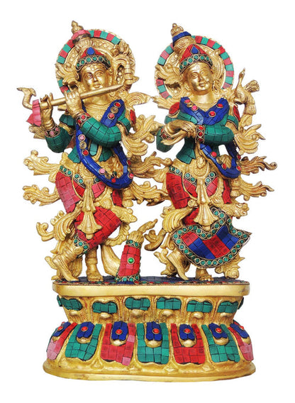 Brass Radha Krishna Big With Base Statue