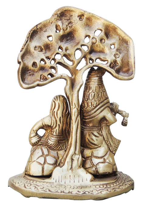 Brass Radha Krishna With Tree Statue