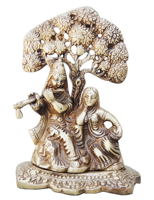 Brass Radha Krishna With Tree Statue