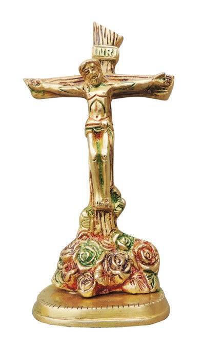 Brass Jesus & Cross Idol Statue