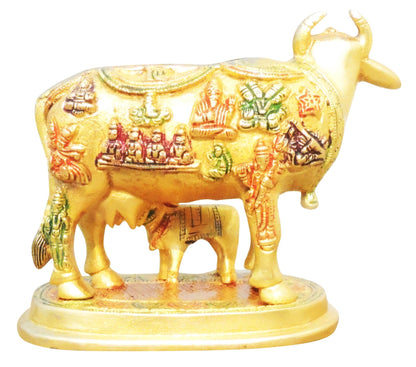 Brass Cow With Calf Statue